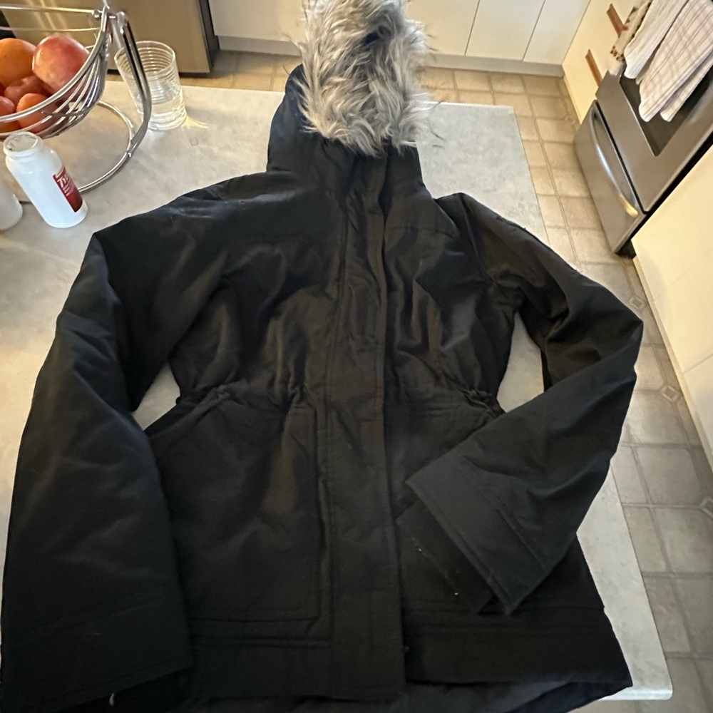 Hollister Black Puffer Parka with Faux Fur Hood